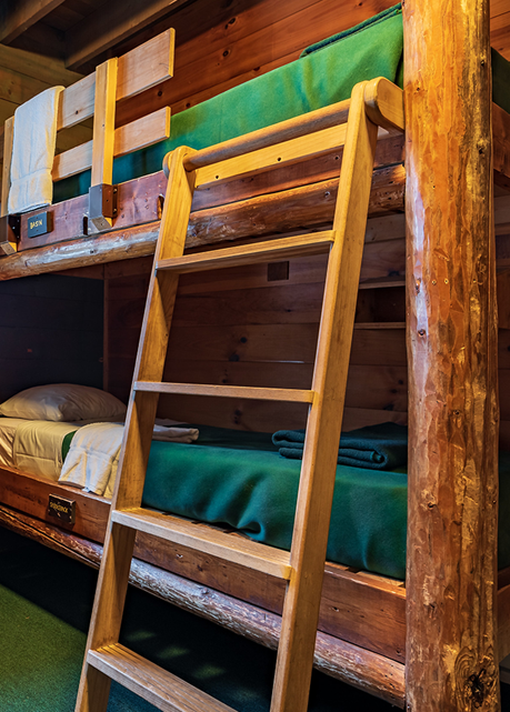 One of the six-person bunk rooms