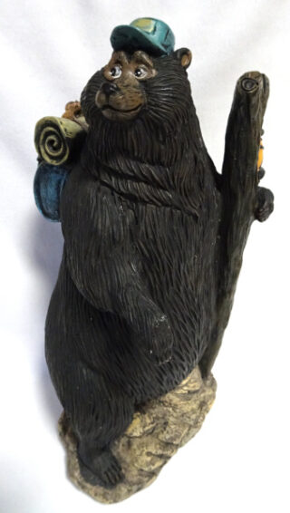 Image of black hiking bear figurine