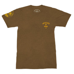 Brown t-shirt with Upstate of Mind logo