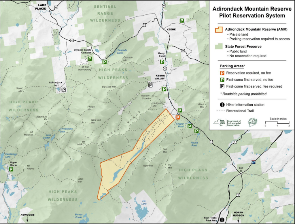 A map of the Adirondack Mountain Reserve