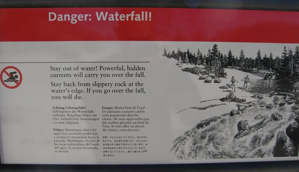 A Waterfall Warning Sign
