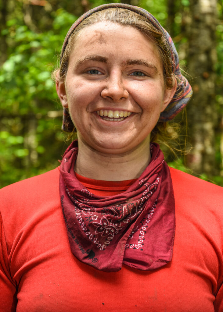 A woman smiling