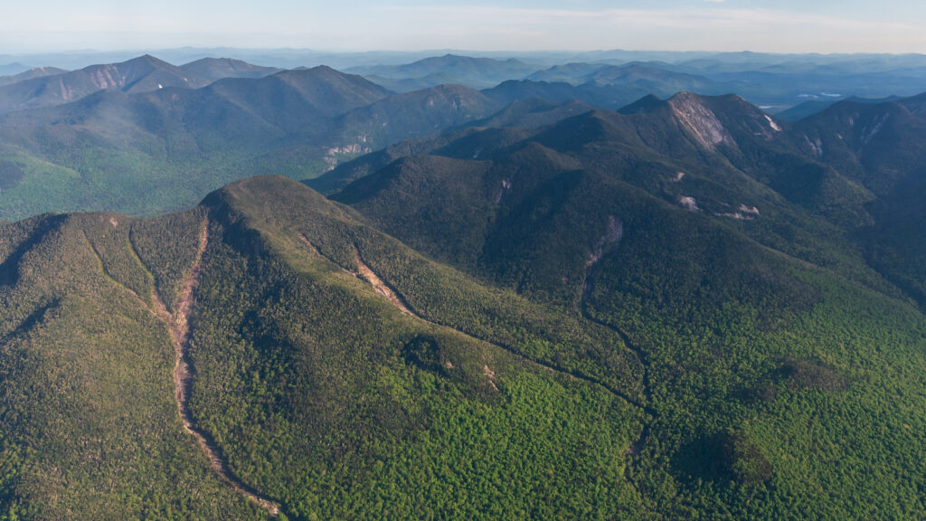An aerial view of the Adirondack mountains