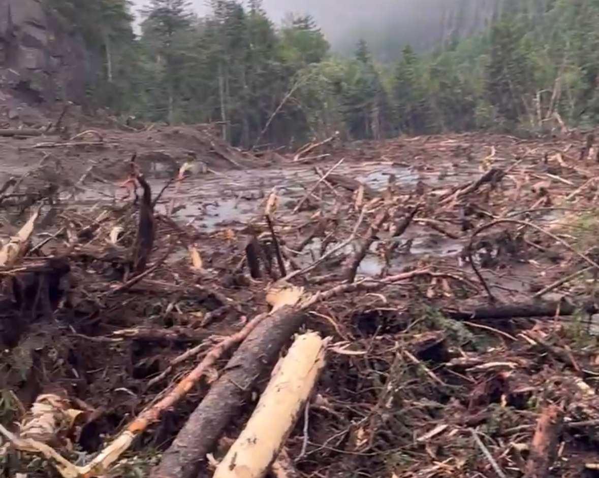 landslide blocking avalanche pass trail
