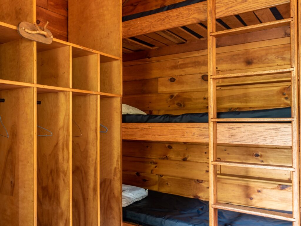 bunk beds in a wilderness cabin