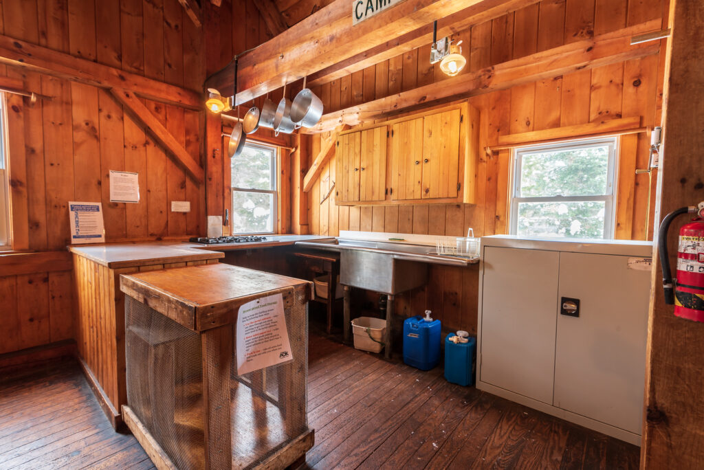 kitchen inside a backcountry lodge