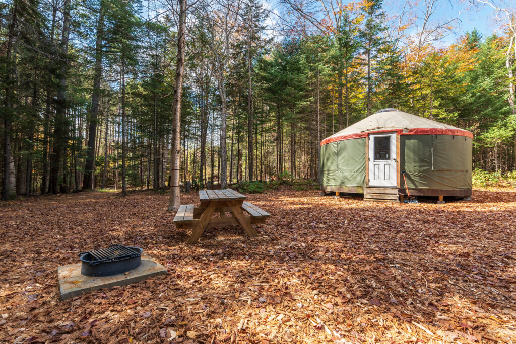 a yurt in a campground in the adirondacks