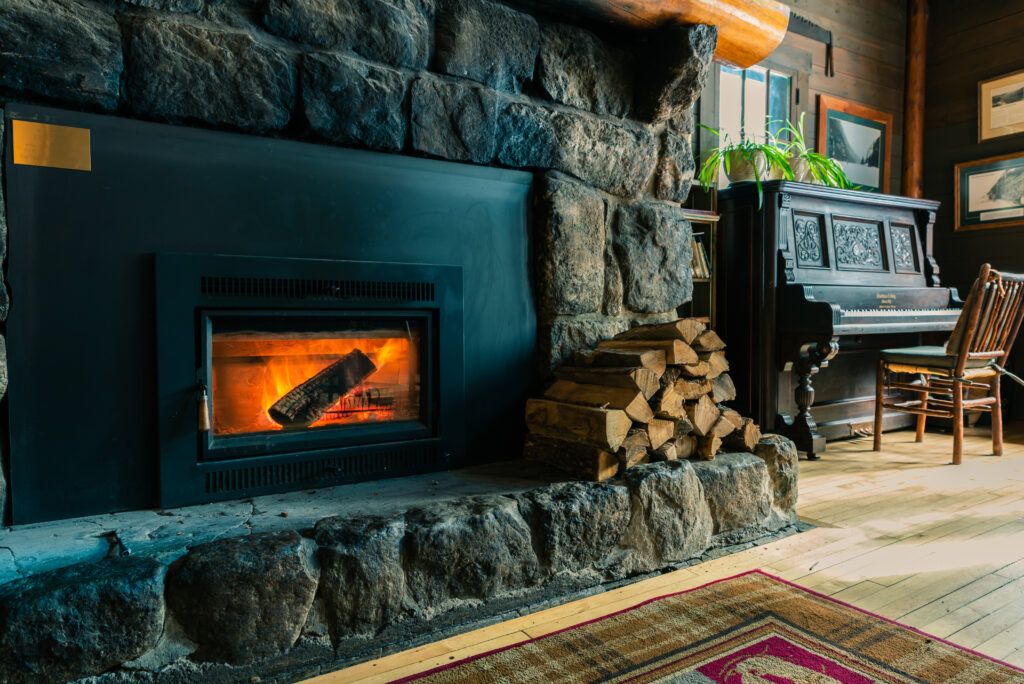 woodstove fire in the loj
