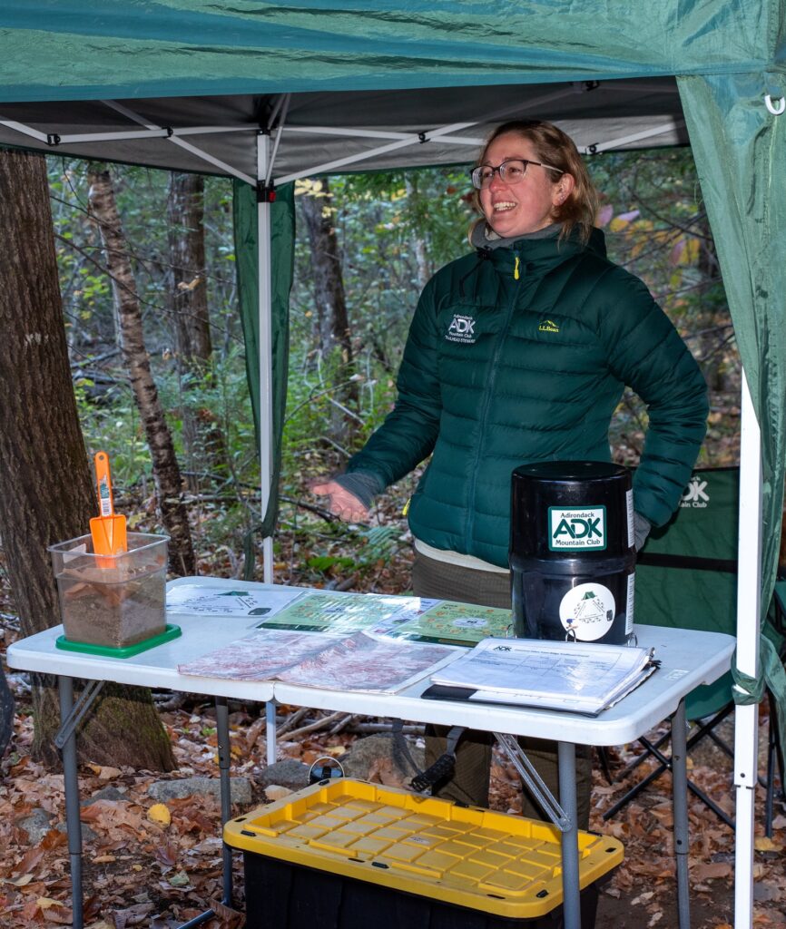 route 73 trailhead steward at a table