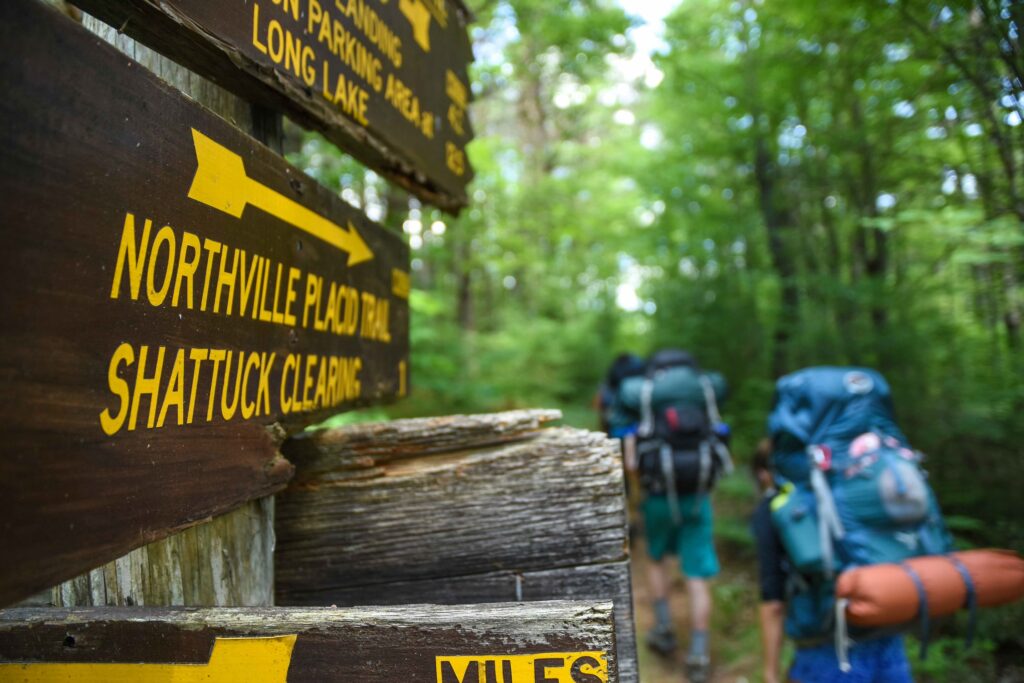 a signpost on the northville placid trail