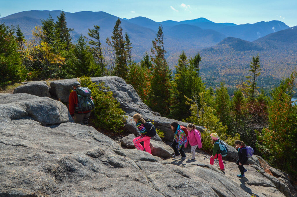 Kids hiking up mt jo