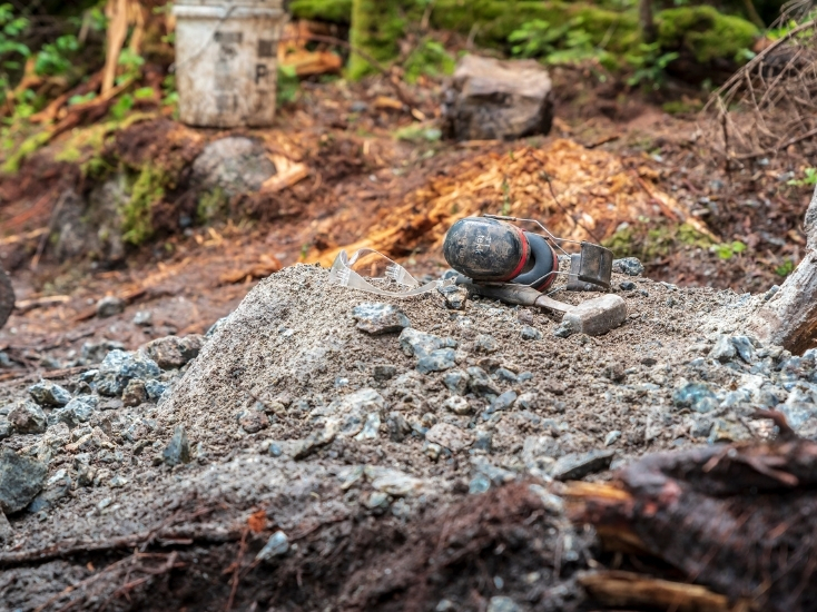 a pile of crushed stone on an adirondack trail