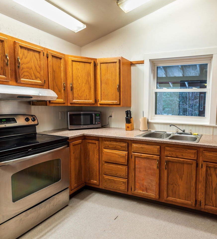 the kitchen of the ADK trails cabin