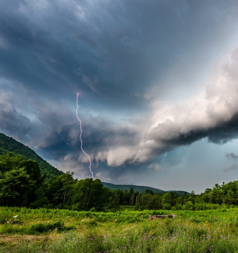 lightning storm over the Ausable river