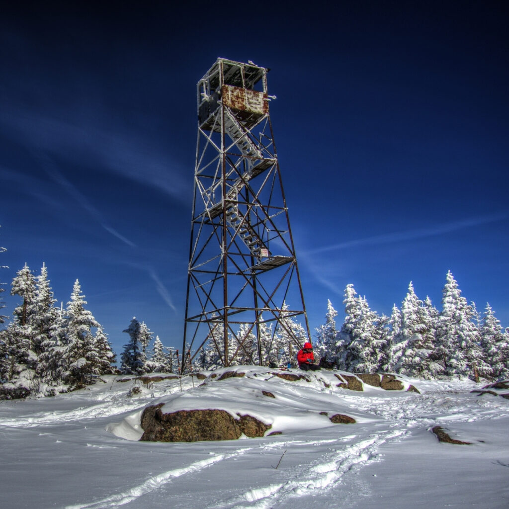 st regis fire tower in winter