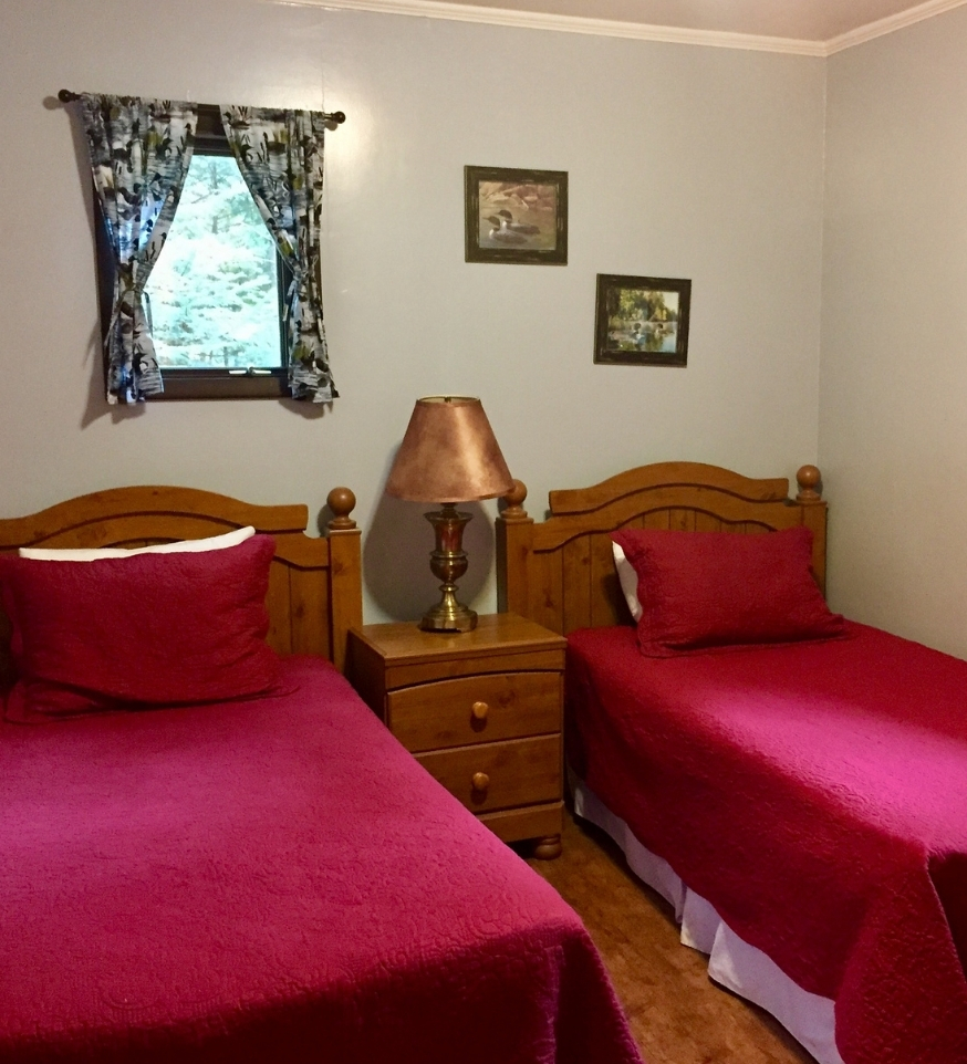 two two beds in an Adirondack cabin