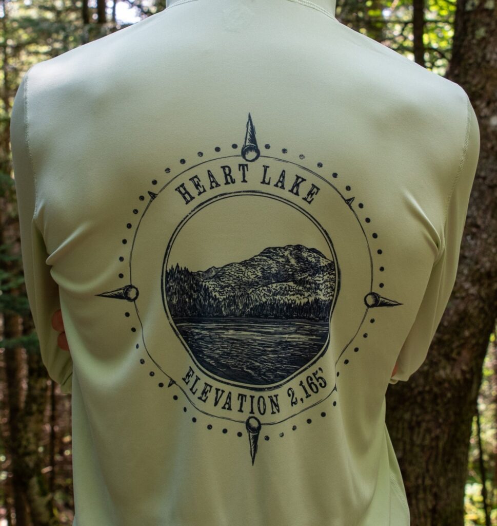 back of heart lake tech hoodie