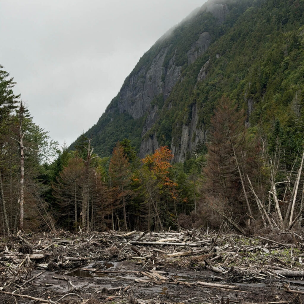 debris from landslide in avalanche pass