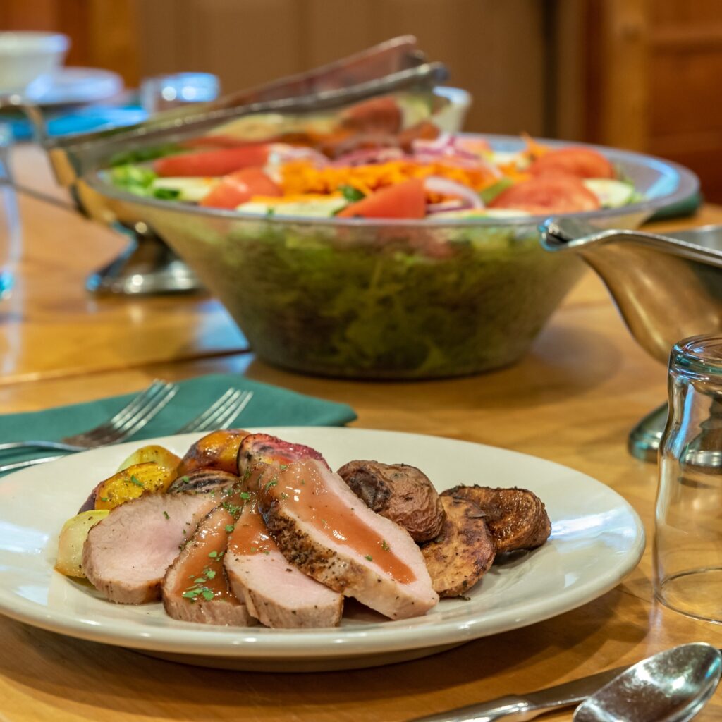 plate of dinner at the adirondak loj