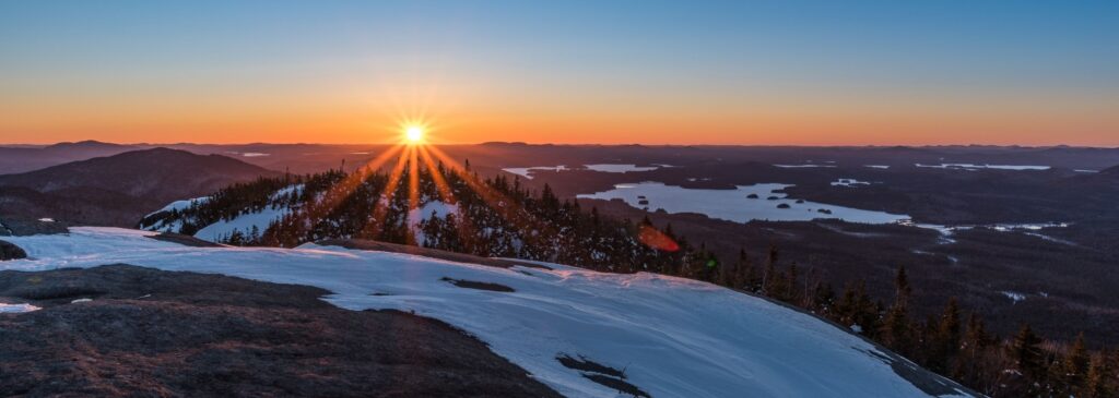 sunrise on ampersand mountain in the adirondacks